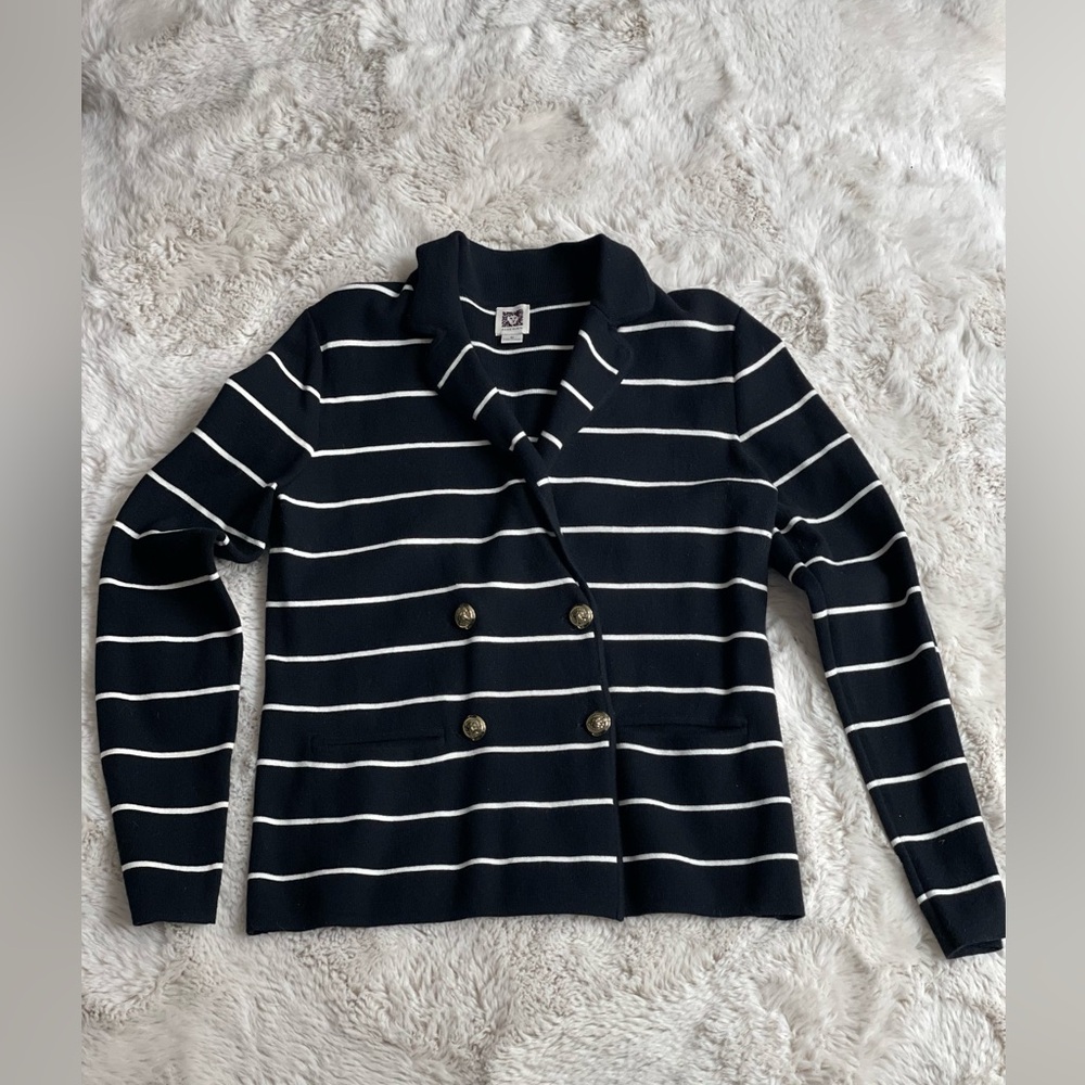 Anne Klein double breasted cardigan sweater with jacket collar